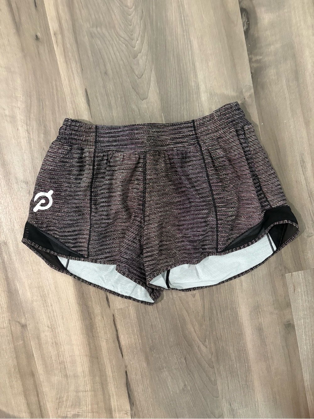 lululemon athletica & peloton Pink-Black Striped Athletic Shorts size 10 tall